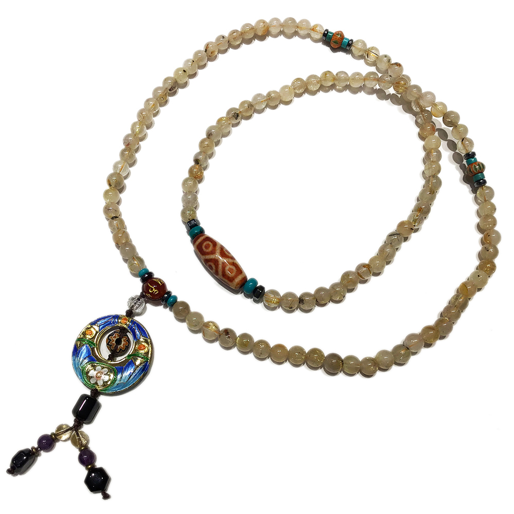 火供天珠&圓滿{琺瑯}&鈦晶108念珠6mm【十方】127630