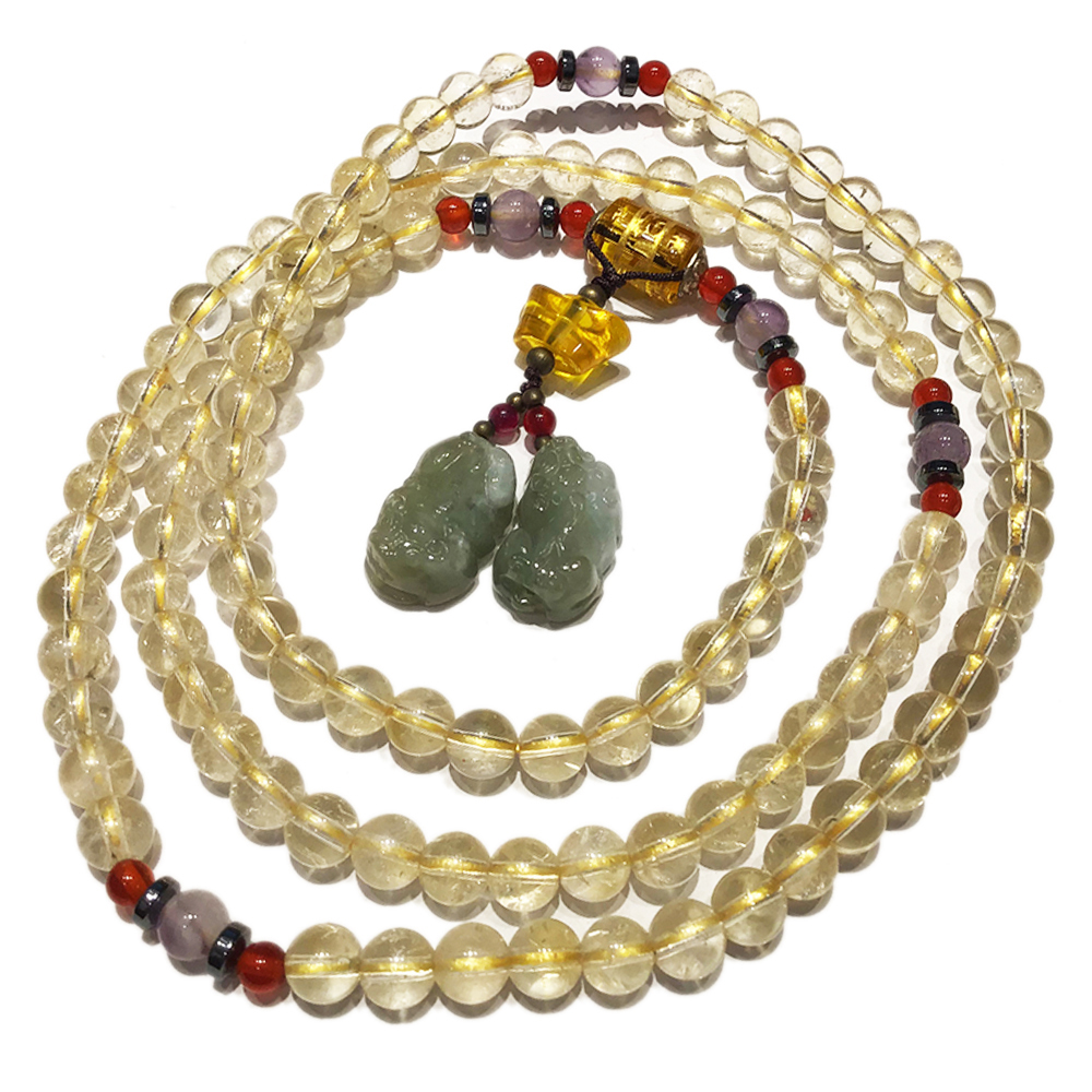 轉經筒&玉豼貅黃晶108念珠6mm【十方】128009