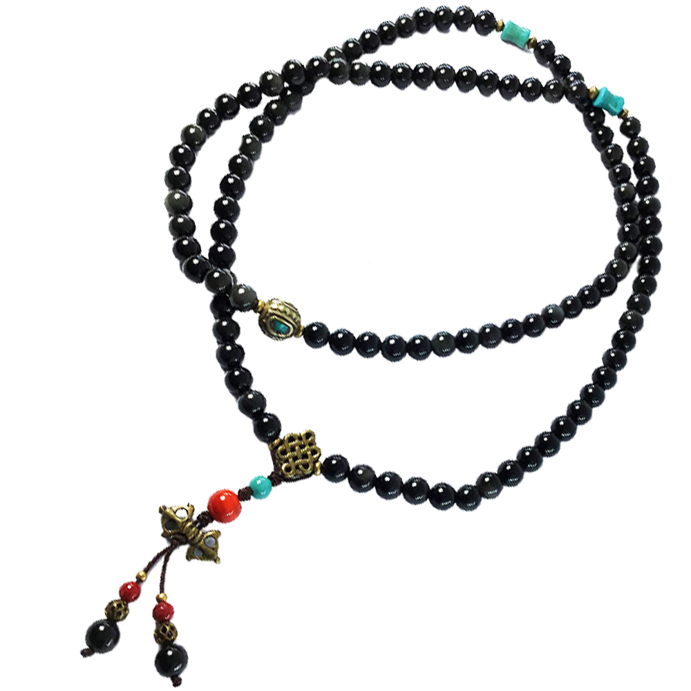 金剛杵&黑曜岩108念珠8mm【十方】129122