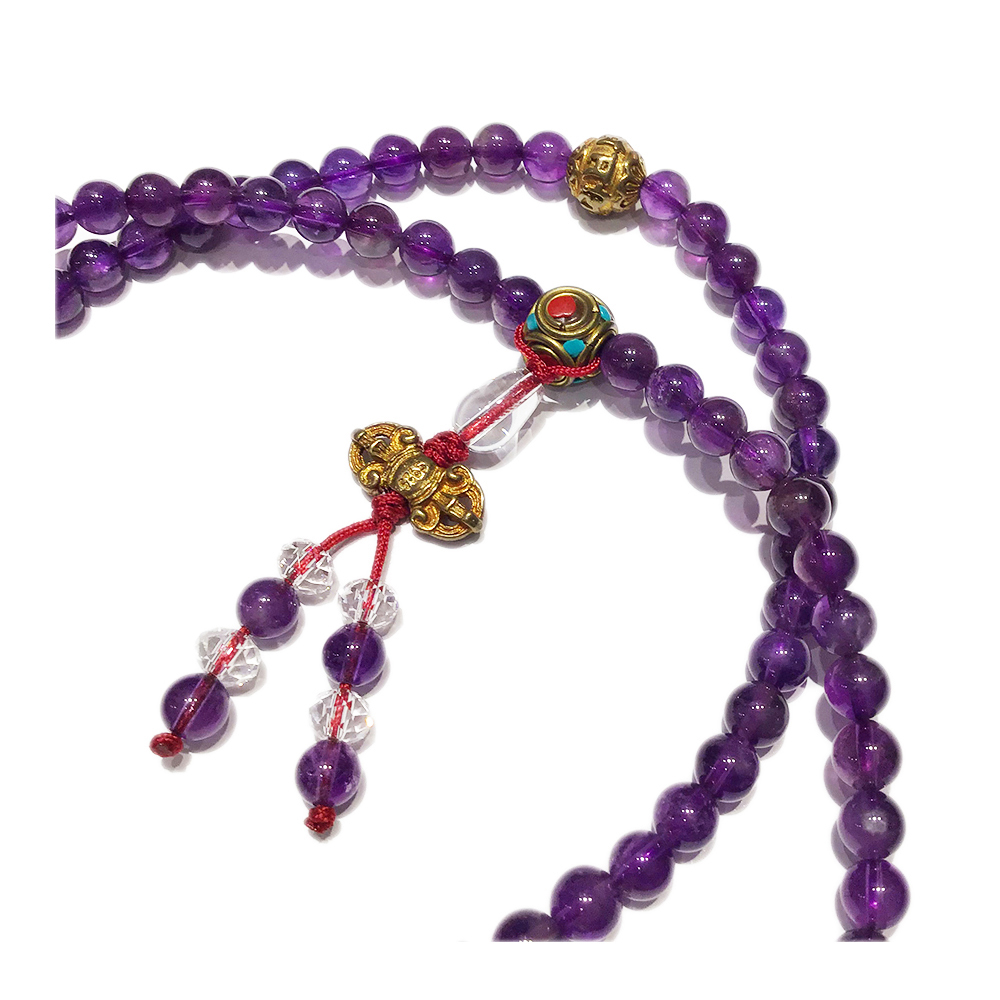 金剛杵&高級紫晶108念珠6mm【十方】130625