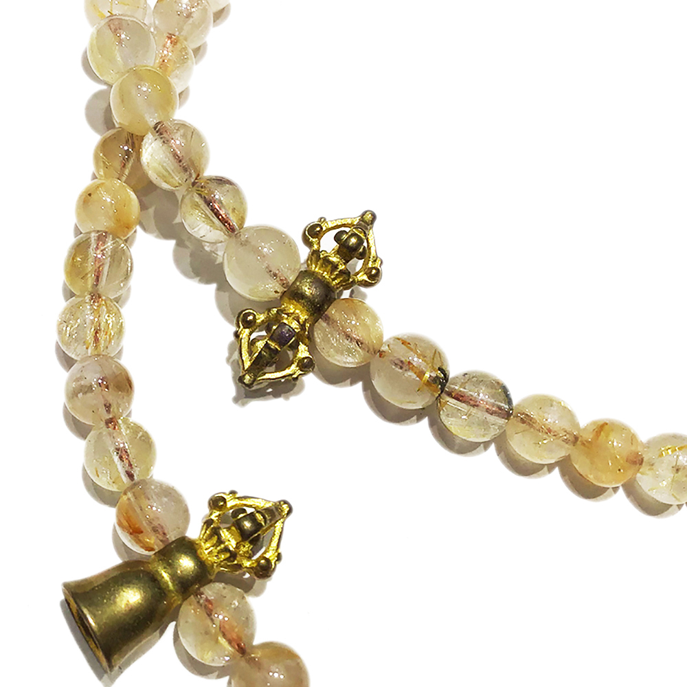 太極(銅鎏金)&鈦晶108念珠6mm【十方】130811