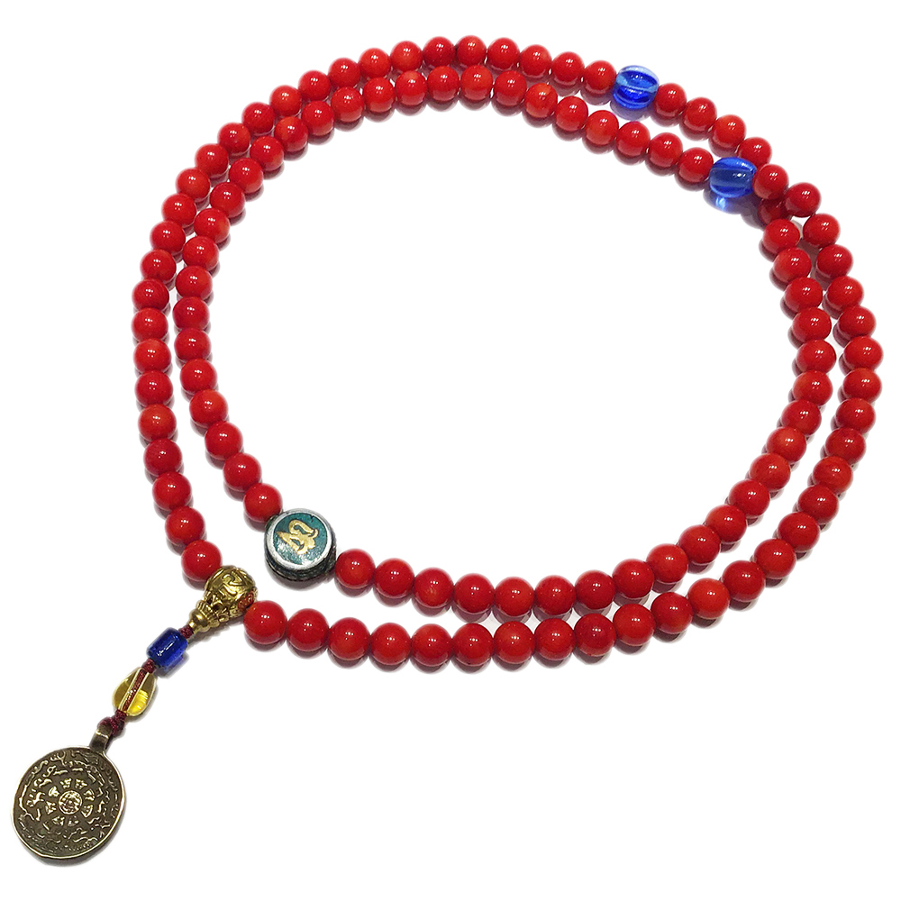 九宮八卦咒牌+珊瑚{海竹}108念珠8mm【十方】132751