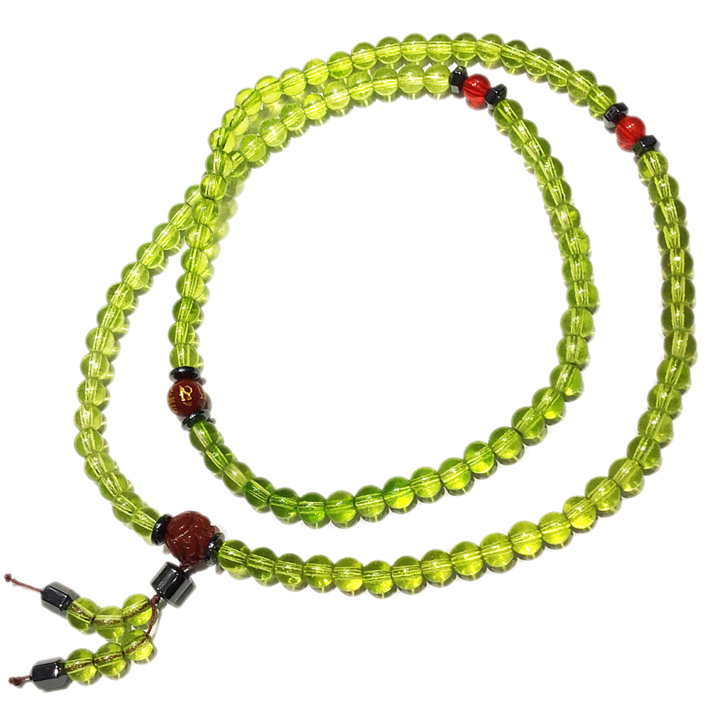 蓮花{紅玉髓}+綠琉璃108念珠6mm【十方】136012