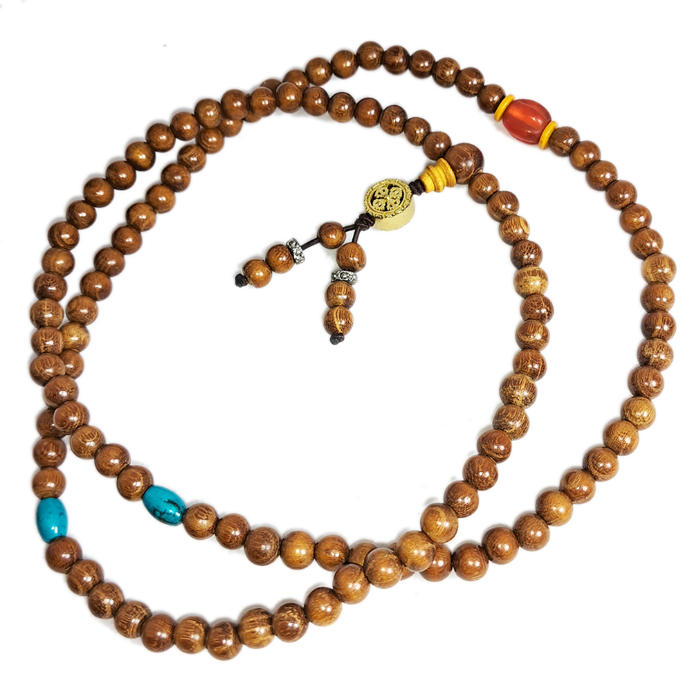 十字杵{金銅}+黃金木108念珠6mm【十方】136175