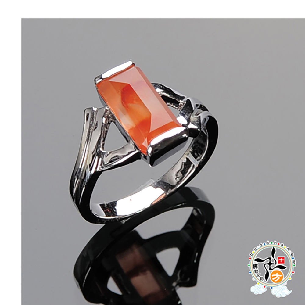 紅兔毛髮晶戒指17.5 mm【十方】136402