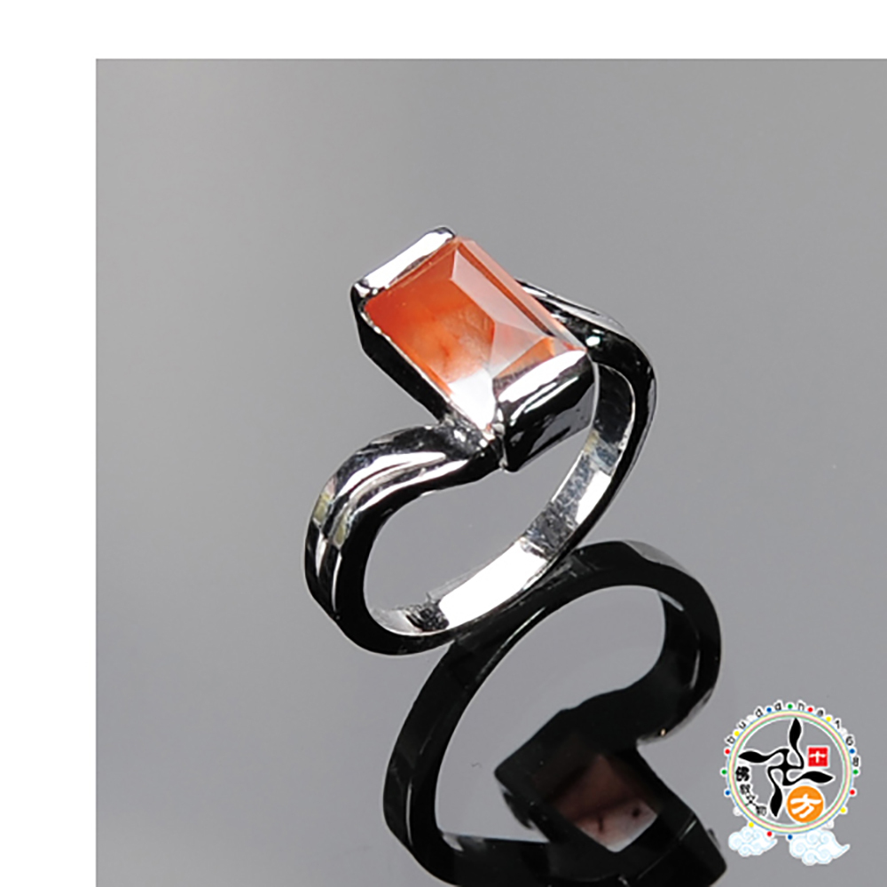 紅兔毛髮晶戒指17 mm【十方】136414