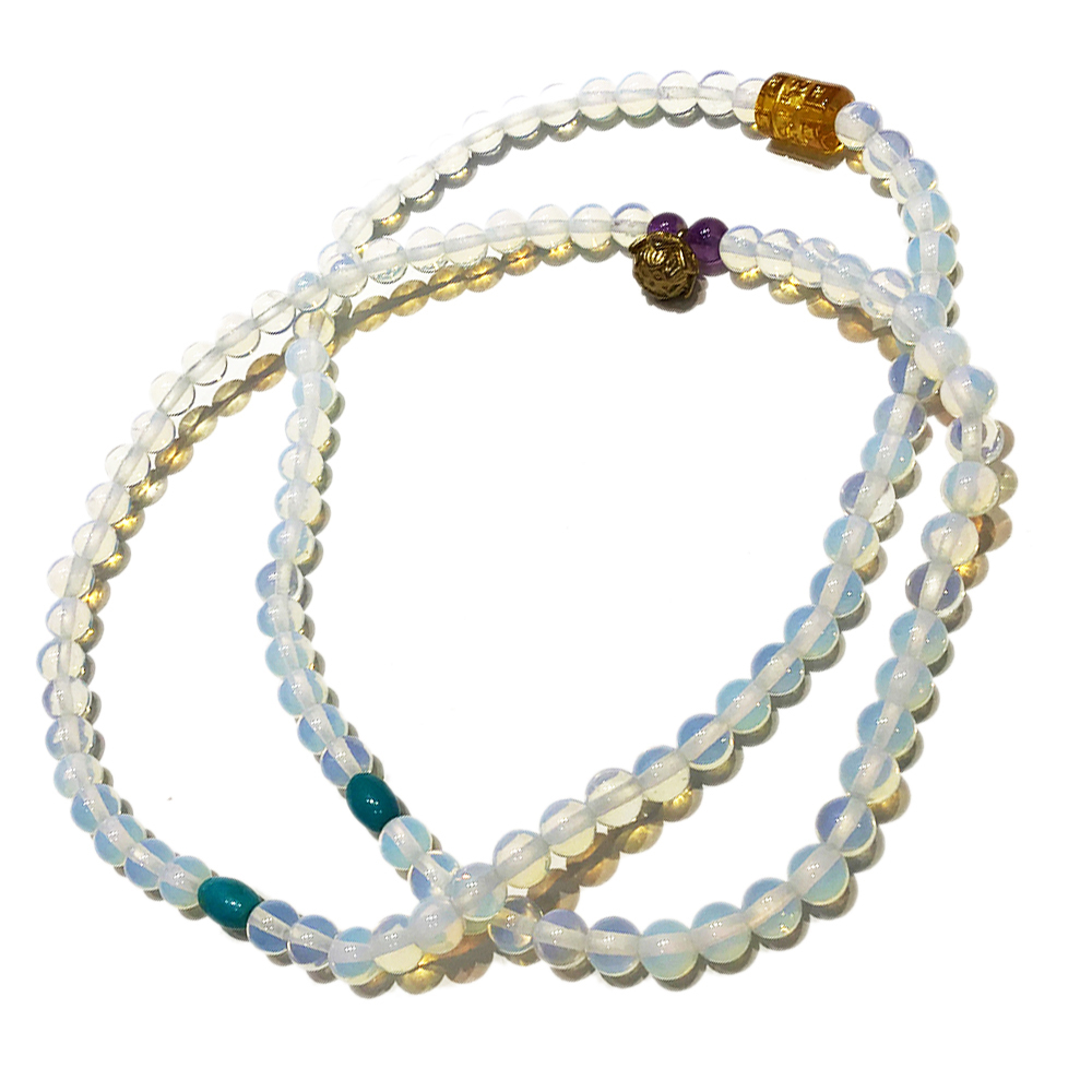 金蓮花+蛋白石108念珠6mm【十方】136756