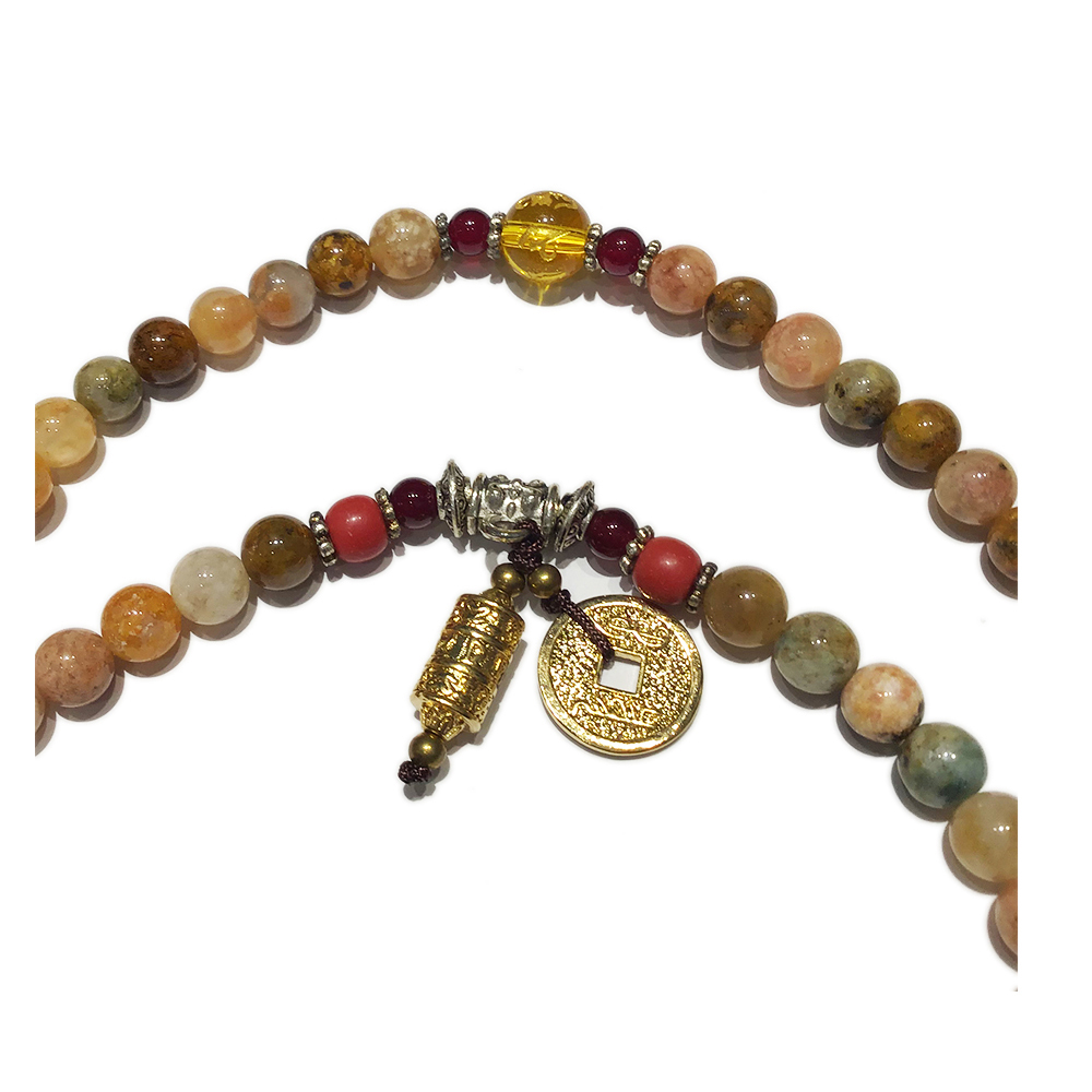 轉經輪+三彩水草玉108念珠6mm【十方】137442