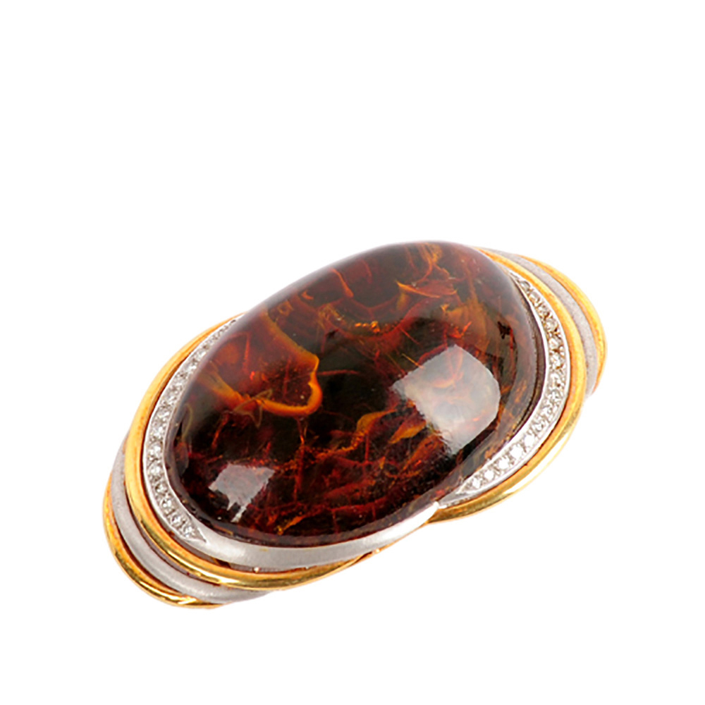 琥珀+銀K金台別針【十方】141783