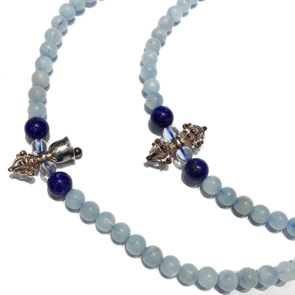 金剛杵925銀+海藍寶108念珠5mm【十方】142805