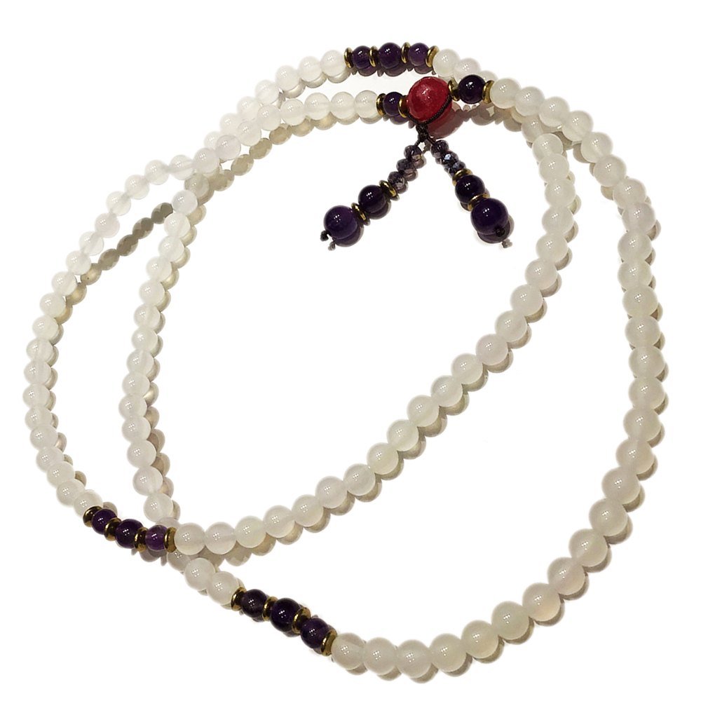 紫晶+白玉髓108念珠6mm【十方】142520