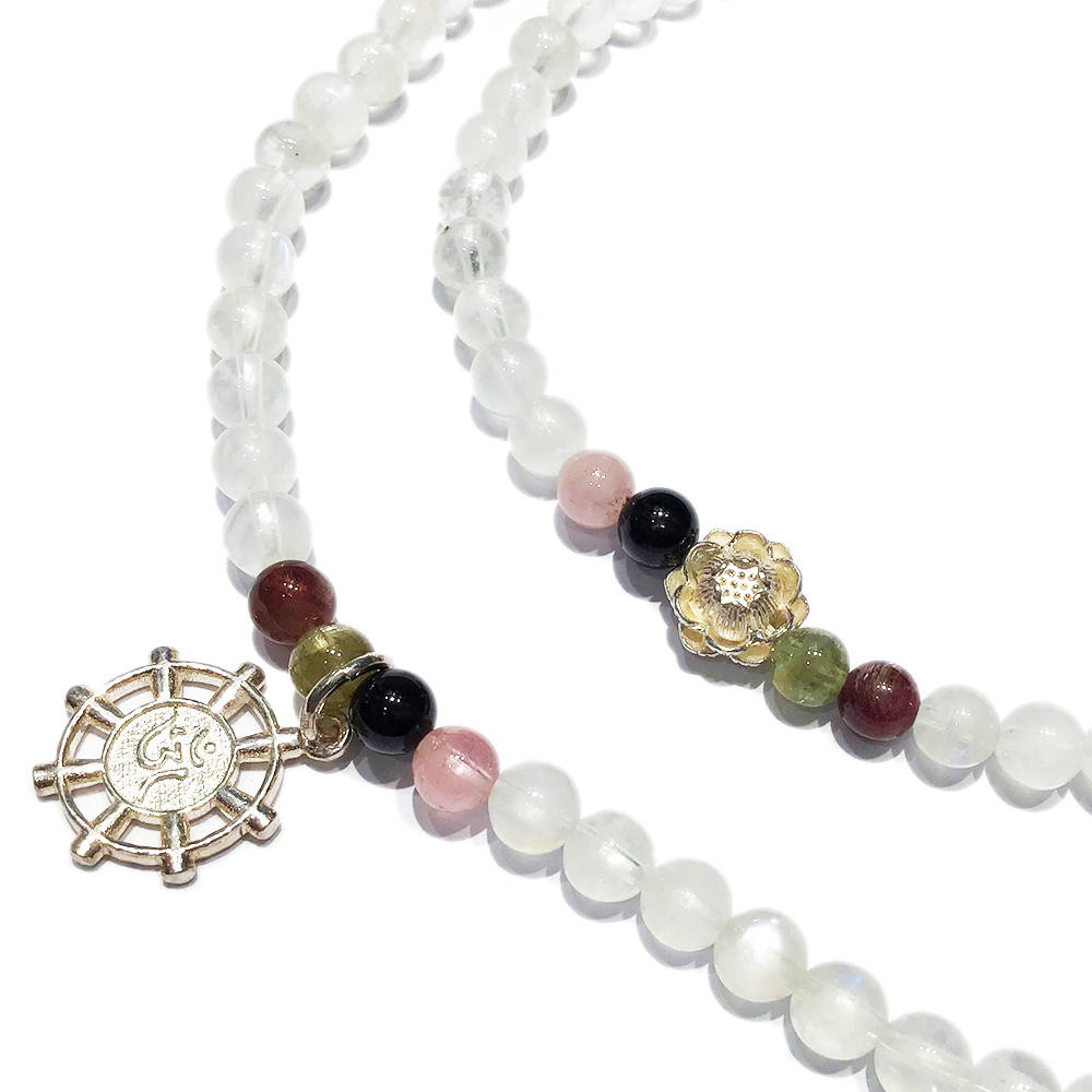 法輪925銀+碧璽+冰透月光石108念珠5mm【十方】143157