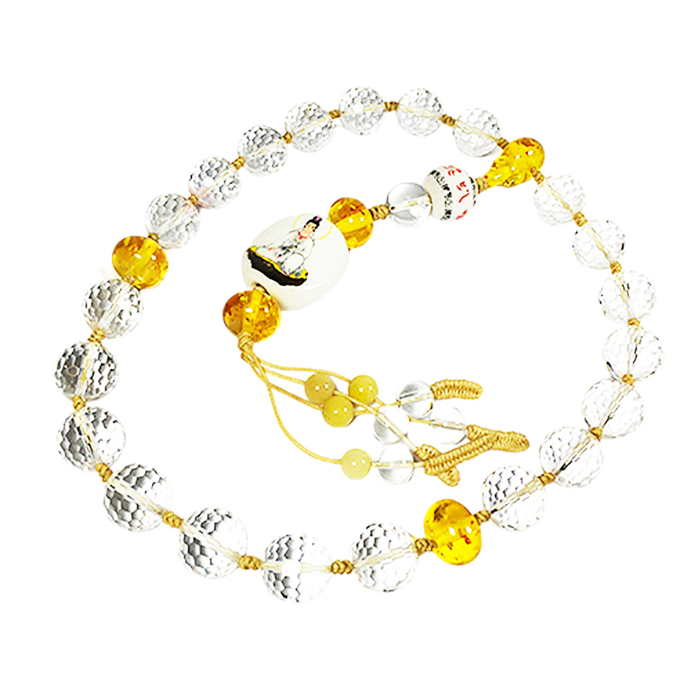 觀音+琥珀+水晶鑽面提珠16mm【十方】143642