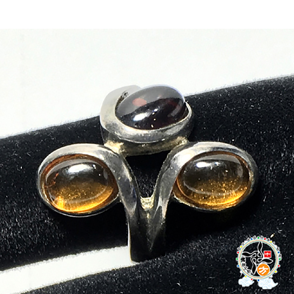 三花 琥珀&925銀戒17mm【十方】145136