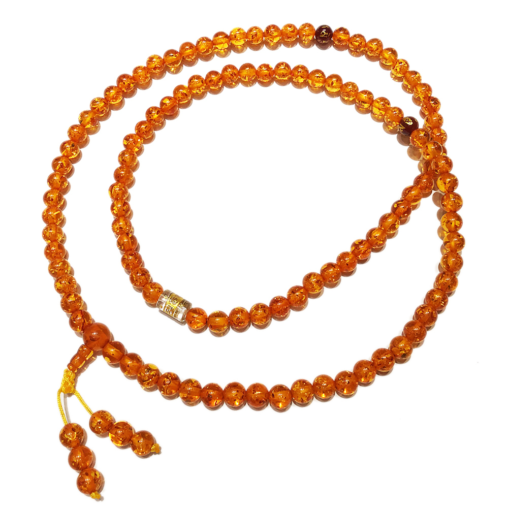 六字真言水晶金絲琥珀108念珠8mm【十方】146659