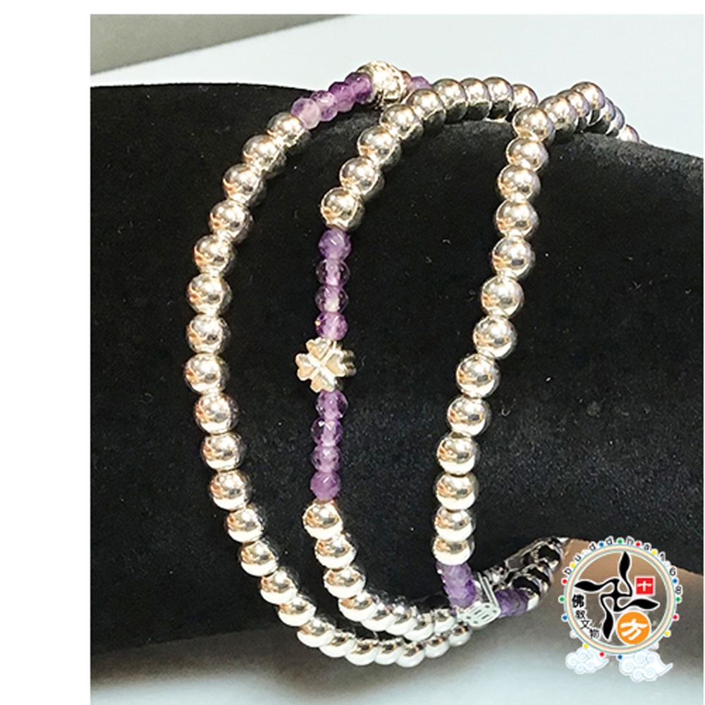 紫晶+圓珠925銀108念珠4mm【十方】146755