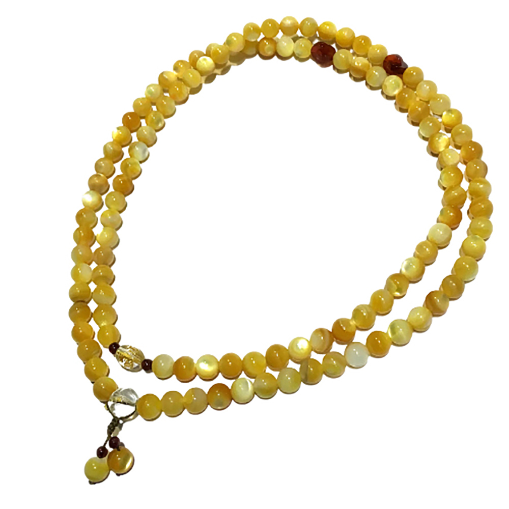 六字真言(水晶)+黃金珍珠貝108念珠8mm 【十方】147650