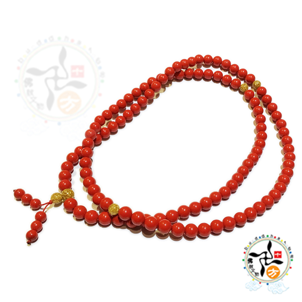 黃金箔珠+硃砂108念珠10mm【十方】147540