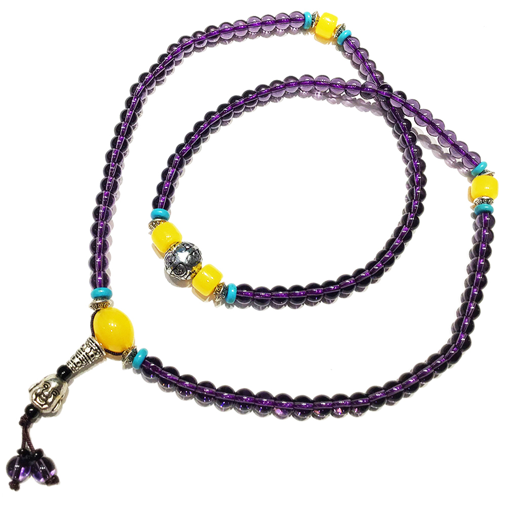 彌勒佛+蜜納+紫琉璃108念珠6mm 【十方】147594