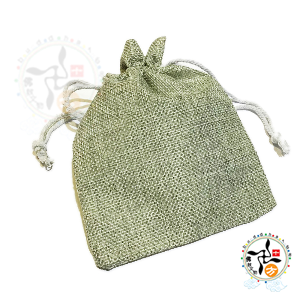 古樸風麻布秋香綠色束口袋16*11公分【十方】147538