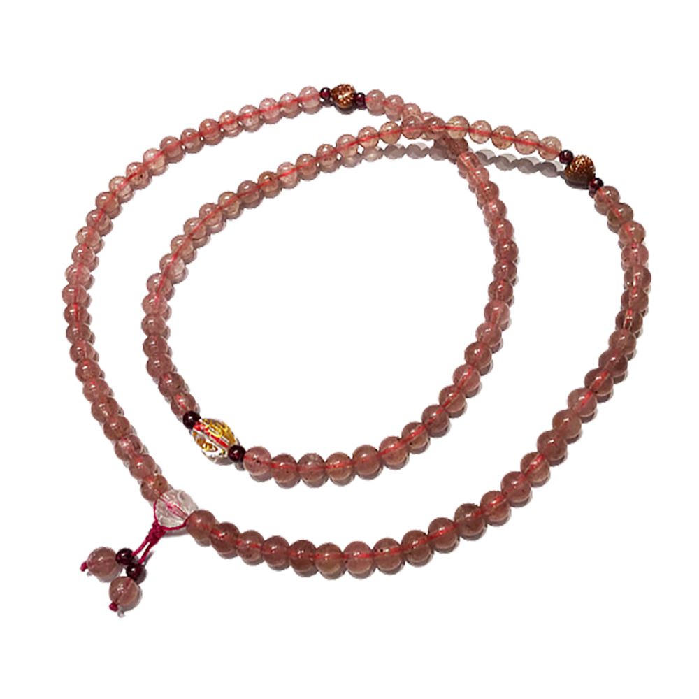 六字真言+草莓晶108念珠6mm【十方】147681