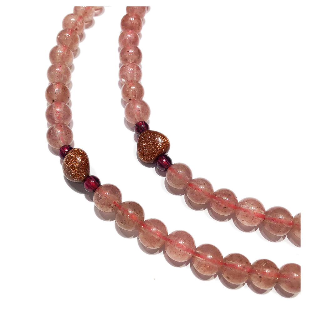 六字真言+草莓晶108念珠6mm【十方】147681