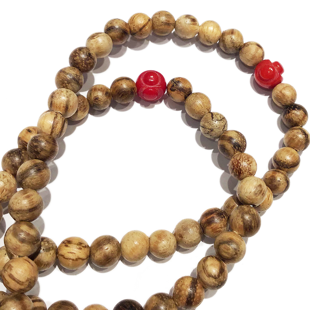 線珠+珊瑚+白沙沉香木108念珠6mm【十方】148139