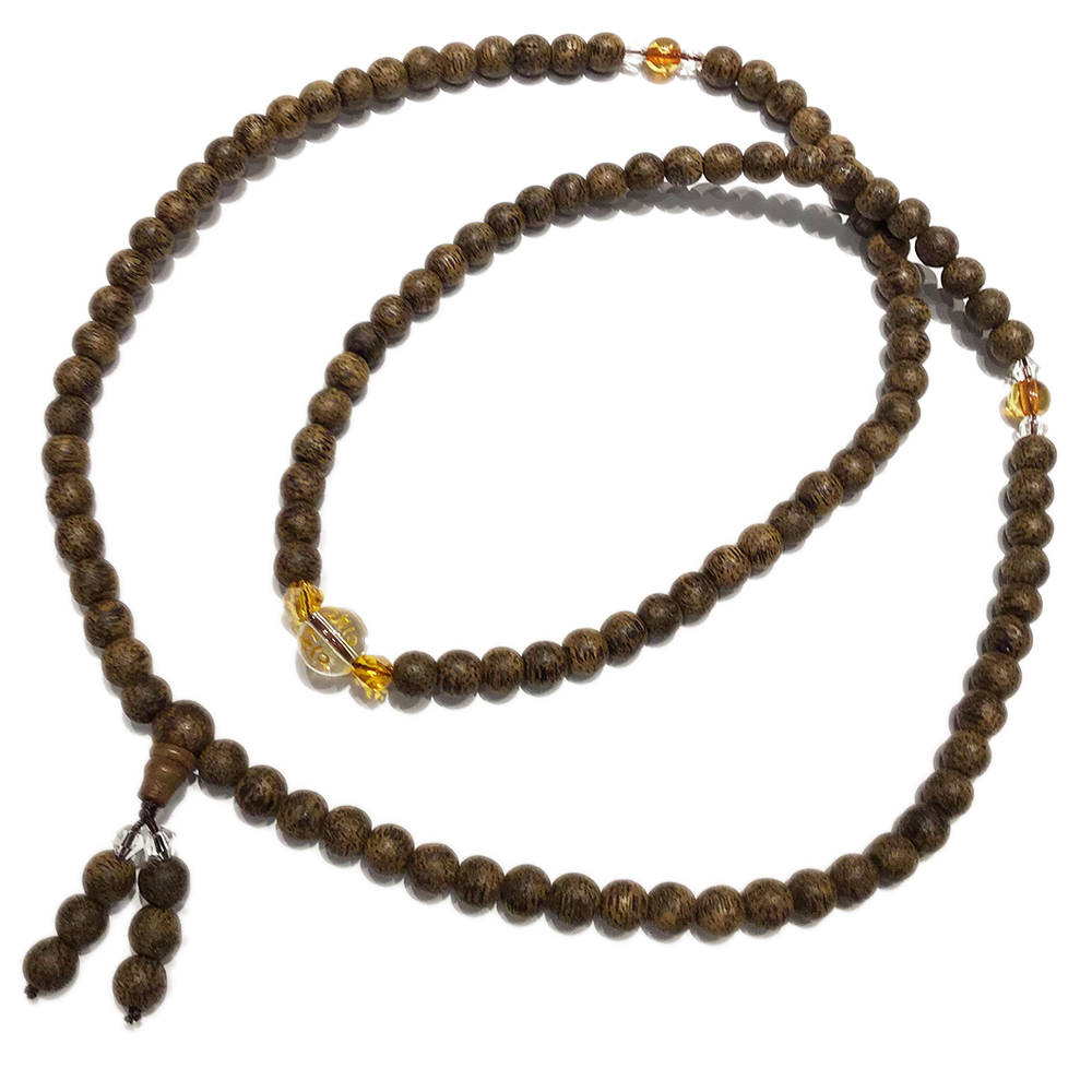 六字真言 水晶+加里曼丹沉香木108念珠7mm【十方】148397