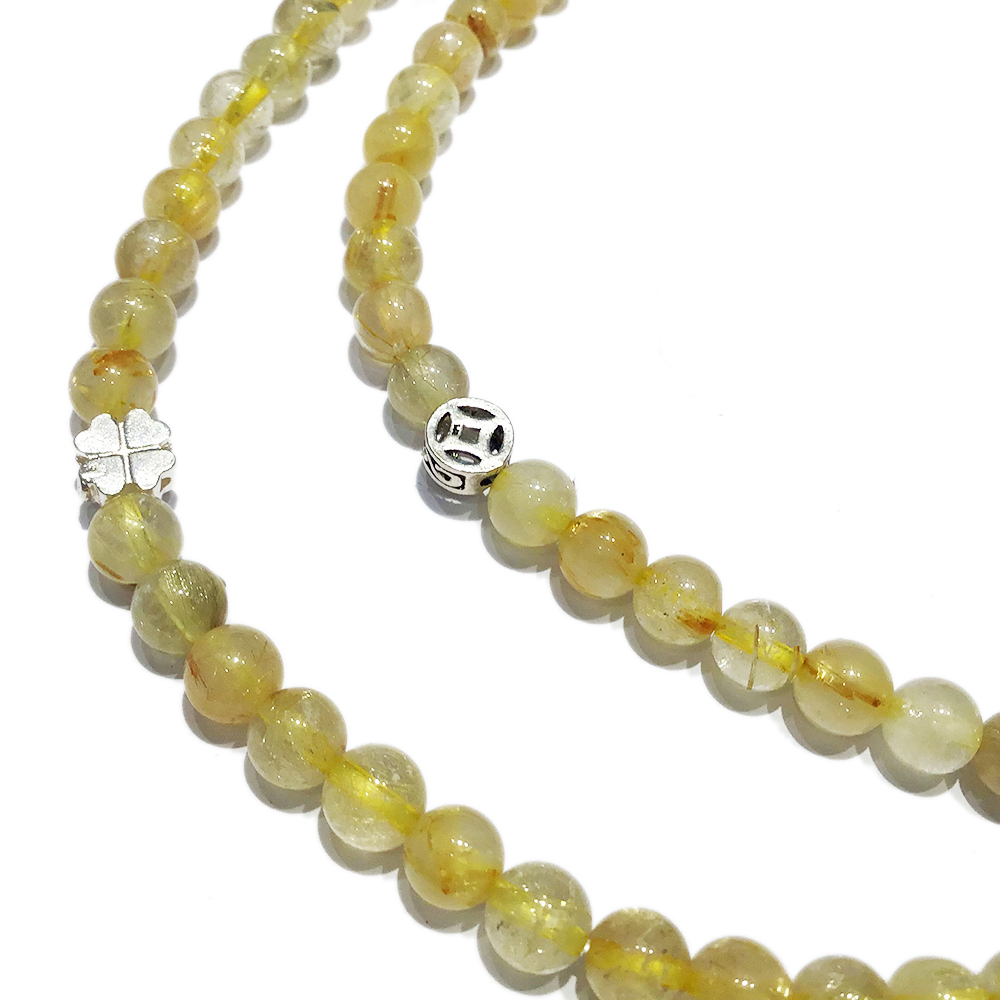 六字真言925銀+鈦晶108念珠6mm【十方】148704