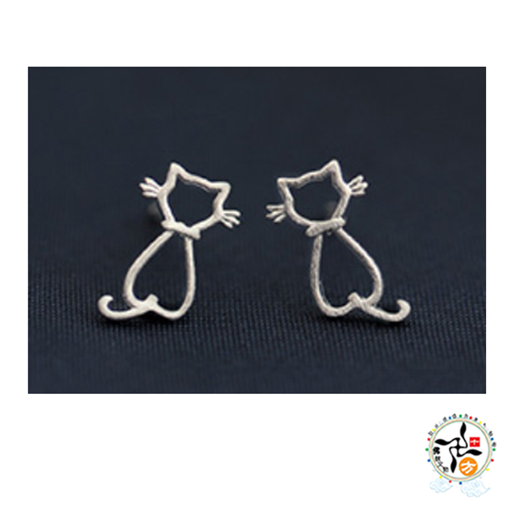 俏喵咪925純銀 耳針1對【十方】149278
