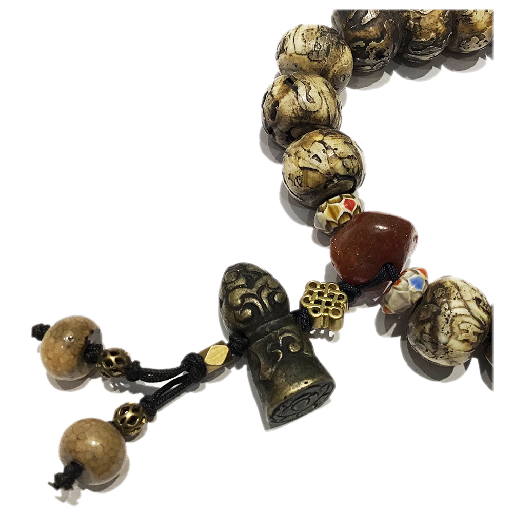 藏印{銅}&六字真言老硨磲提珠18*14mm【十方】149124