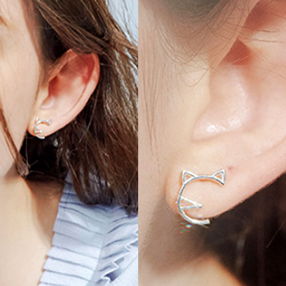 幾何貓咪 925純銀耳針【十方】149404