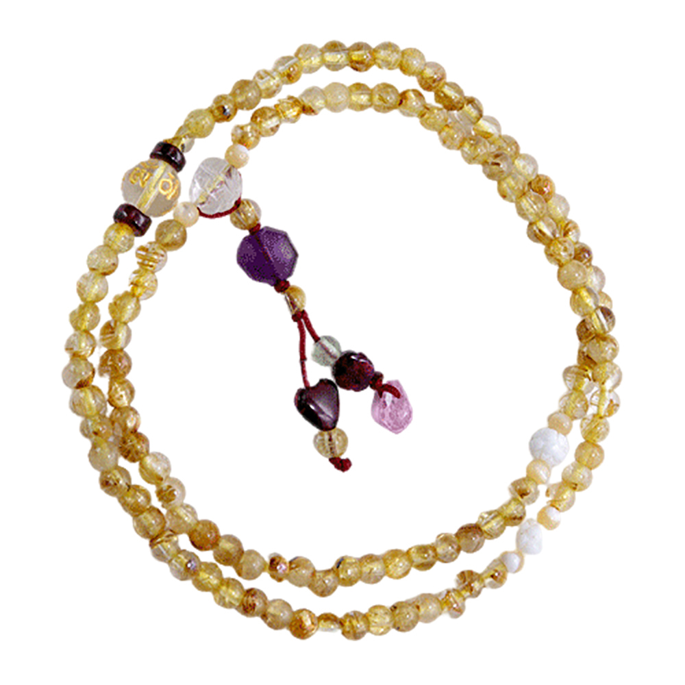 六字真言{水晶}&鈦晶108念珠5mm【十方】150017