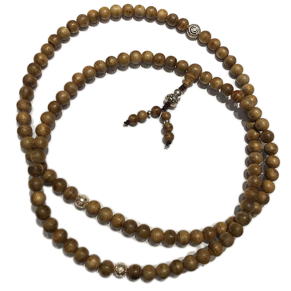 蓮花925純銀+佳里萬丹沉香木108念珠8mm【十方】149869