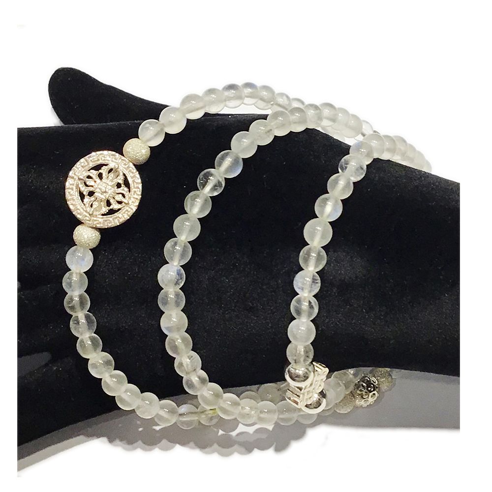 十字杵 925純銀 +月光石108念珠5mm【十方】149817