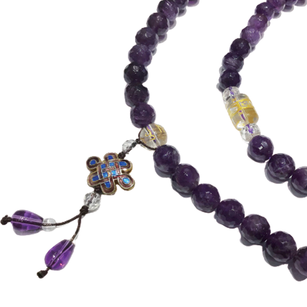 吉祥結+晶鑽紫晶108念珠10mm【十方】150470