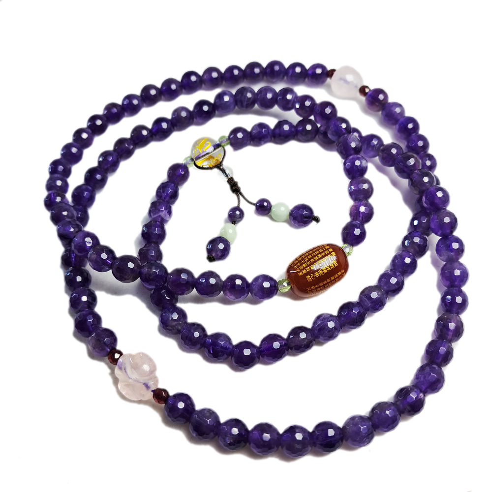 心經+晶鑽紫晶108念珠6mm【十方】150468