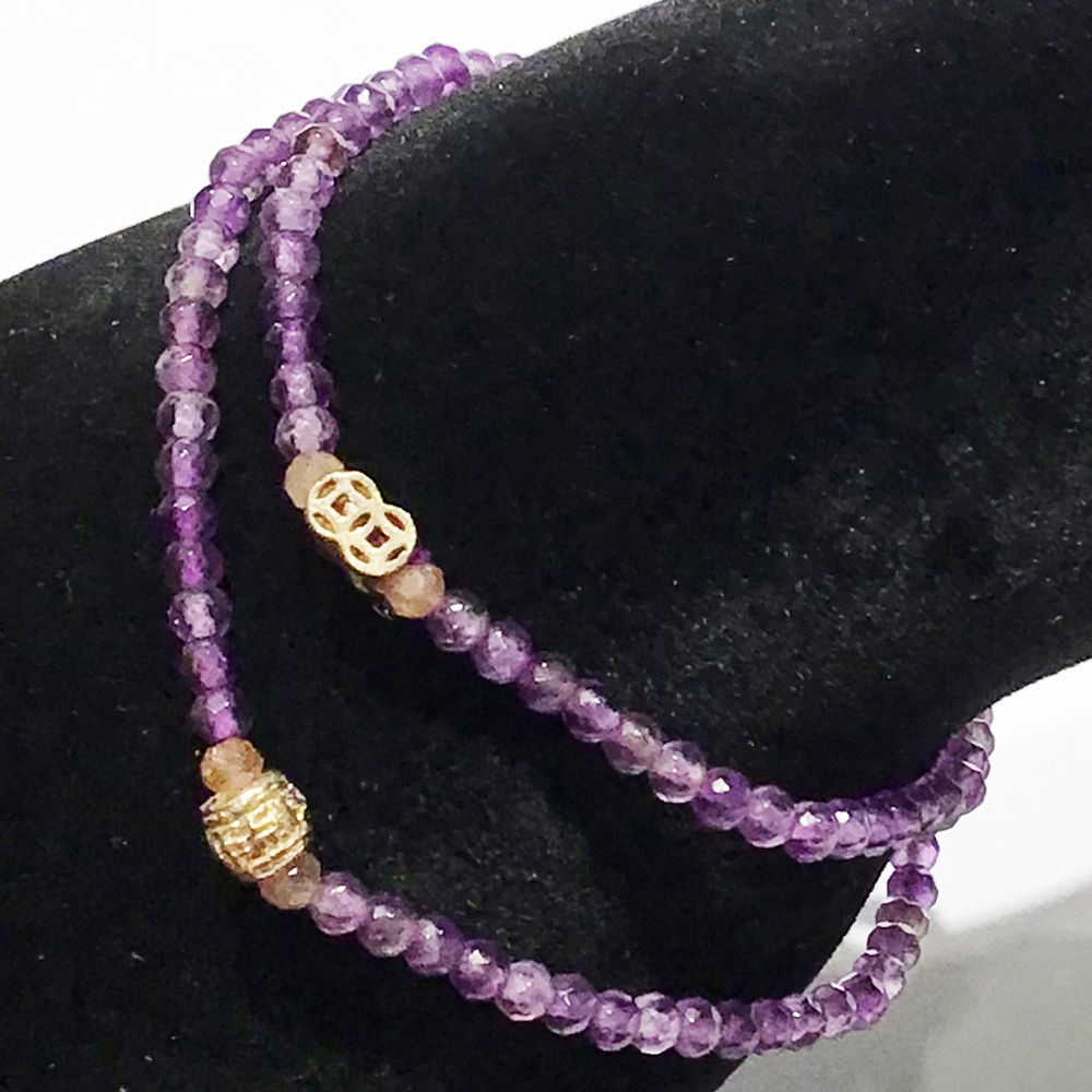 六字箴言銀環+紫晶108念珠3mm【十方】150973