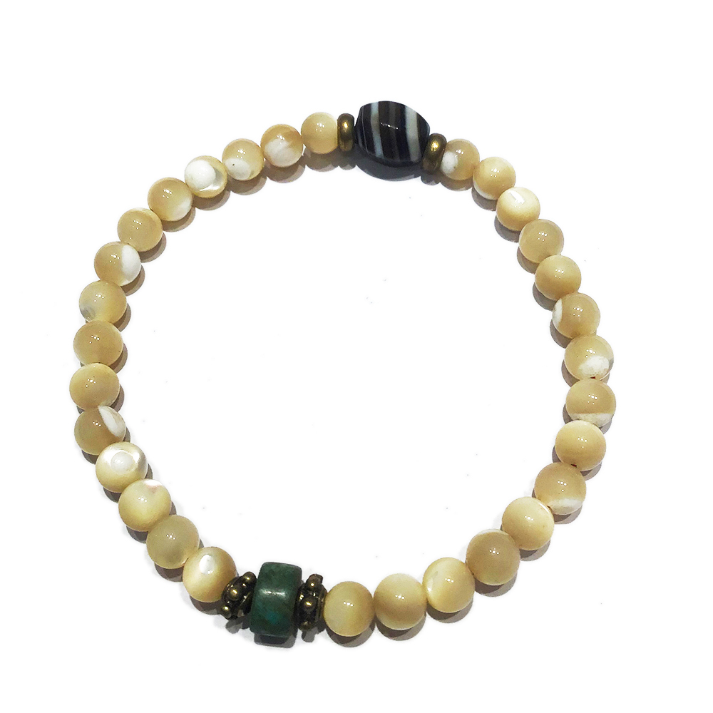 珍珠貝&線珠手珠6mm【十方】119744