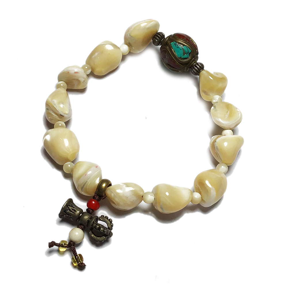 手工銅珠&珍珠貝{金}手珠14*10mm【十方】121051