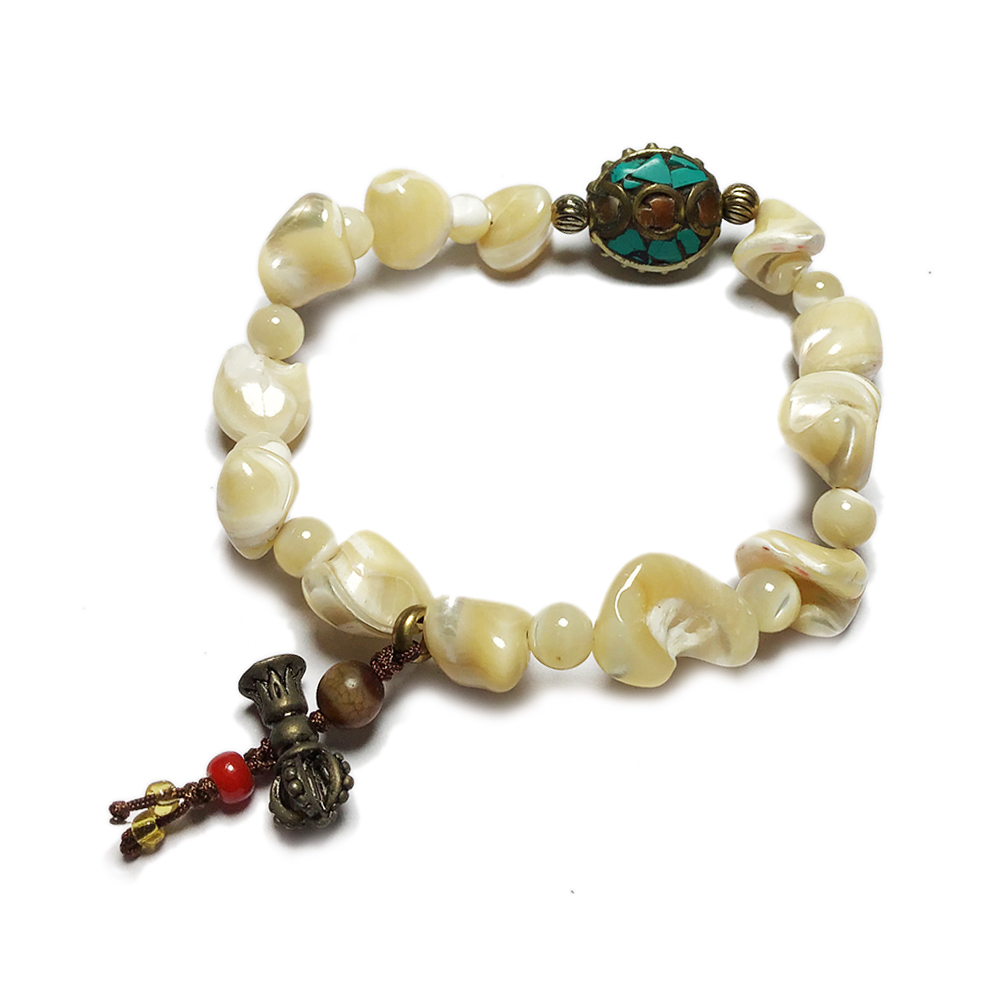 手工銅珠&珍珠貝{金}手珠14*10mm【十方】121049