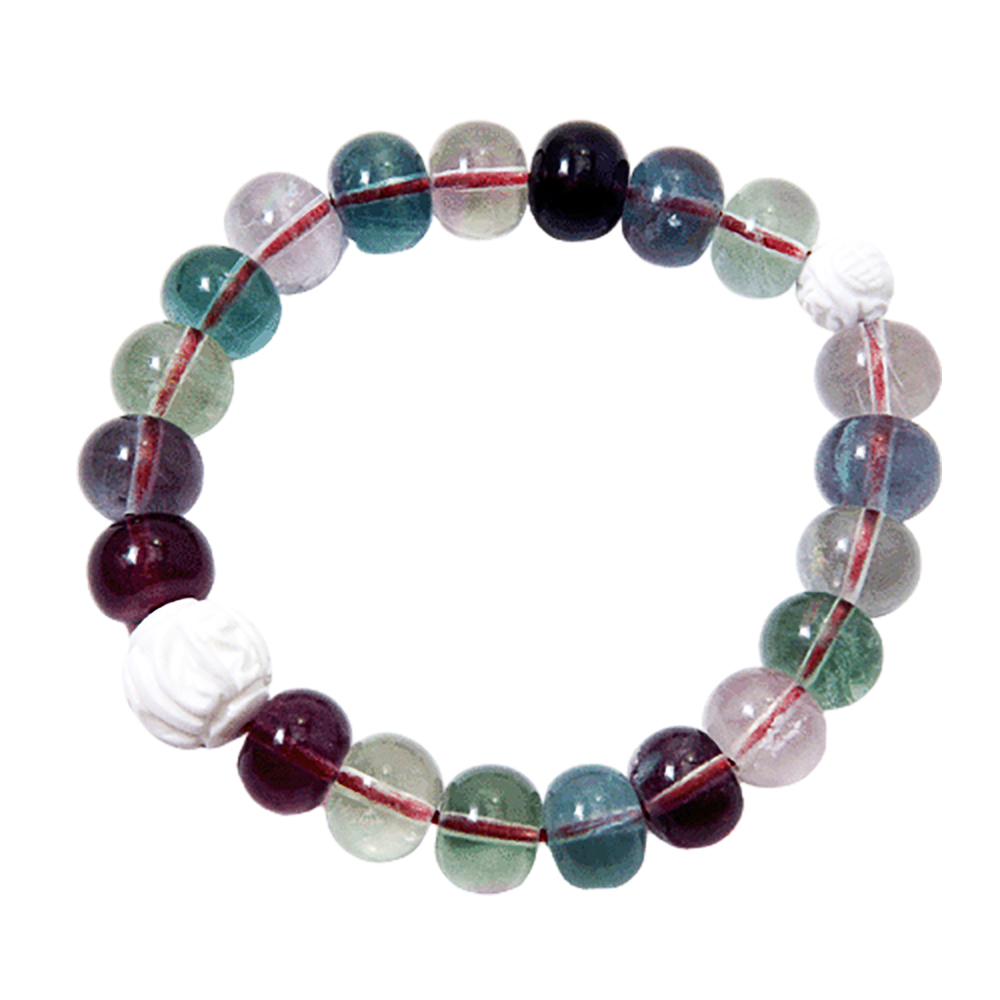 硨磲{六字真言}& 瑩石手珠10*9mm【十方】121975