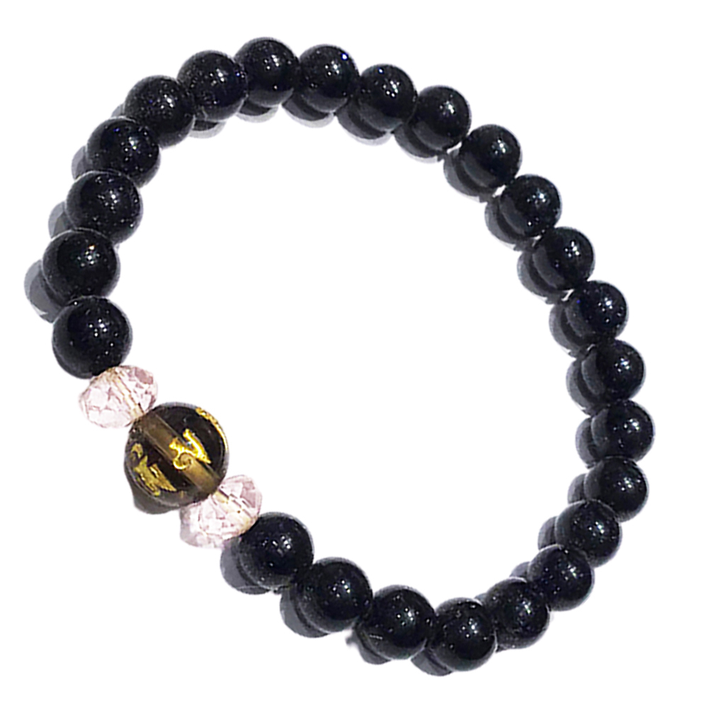 六字真言{茶晶}&藍砂石兒童手珠6mm【十方】122929