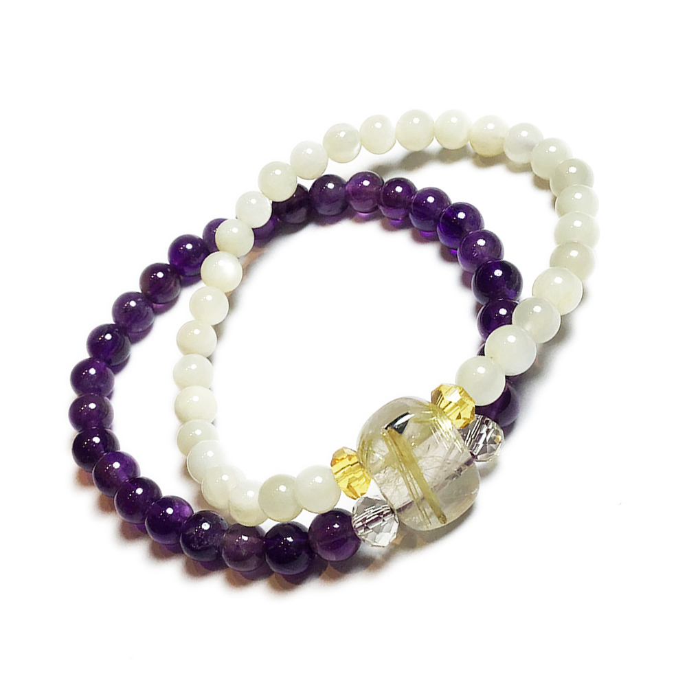 鈦晶&月光石&紫晶手珠6mm【十方】123247