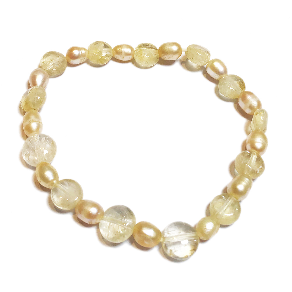 黃晶&天然淡水珍珠珠5*3mm【十方】122951