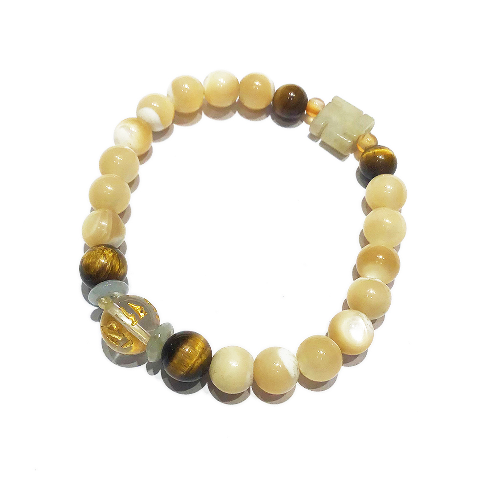 六字真言&虎眼&珍珠硨磲手珠8mm【十方】124243