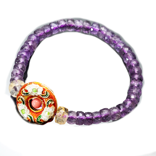 圓滿{琺瑯}紫晶{鑽}手珠5*4mm【十方】128401