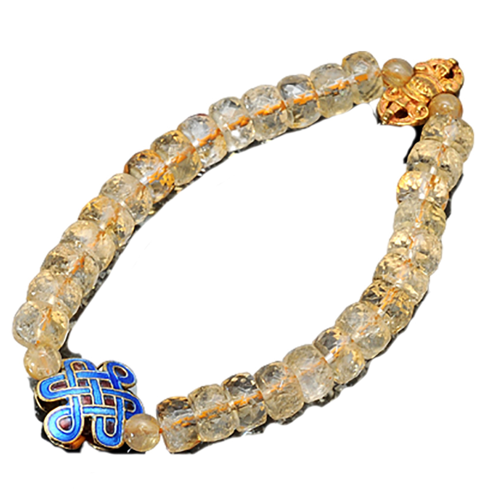 吉祥結{琺瑯}黃晶{晶鑚}手鍊8*4mm【十方】128393