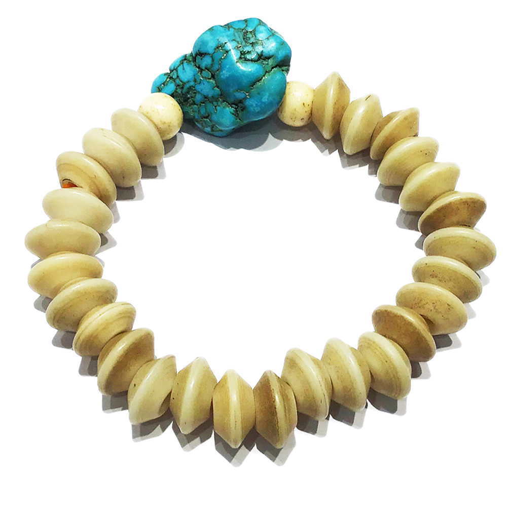 綠松石&骨珠手珠12*7mm【十方】128230