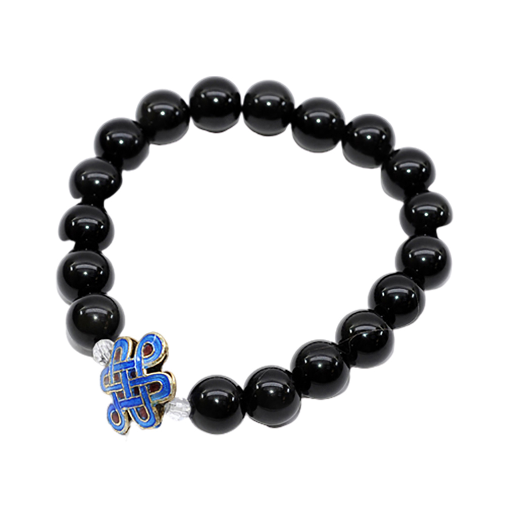 吉祥結{琺瑯}黑曜岩手珠10mm【十方】130260